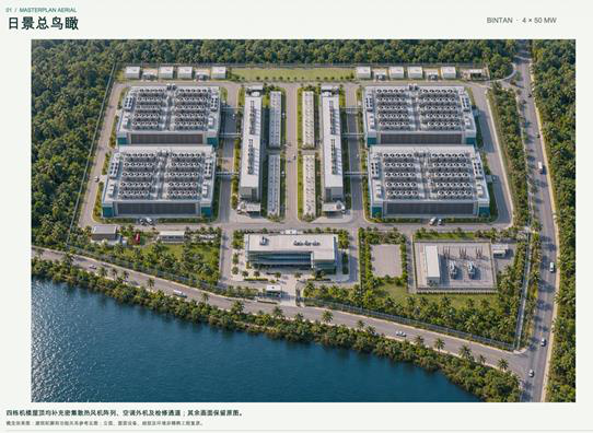 Daytime aerial of the Bintan campus plot beside the reservoir